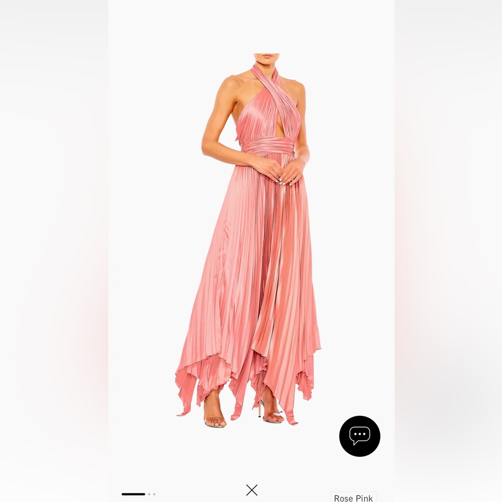 Mac Duggal Pleated Satin Halterneck Gown in Rose Pink Sz 0 worn 1x